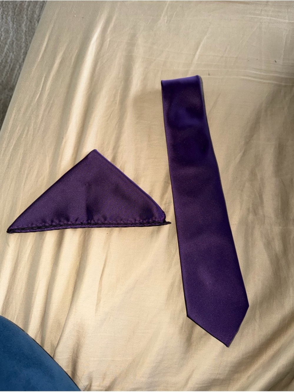 Men’s brand new stylish dark purple tie suit tie set pocket square 2pc